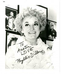 5a843 PHYLLIS DILLER signed 8x10 REPRO still '80s great super close up of the comedienne!
