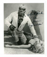 5a851 ROBERT CLARKE signed 8x10 REPRO still '90s in full makeup, he wrote The Hideous Sun Demon!