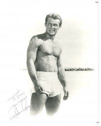 5a854 ROBERT CONRAD signed 8x10 REPRO still '80s full-length barechested portrait in swimsuit!