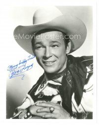 5a863 ROY ROGERS signed 8x10 REPRO still '80s great head & shoulders close up in cowboy outfit!