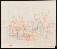 5a037 KING OF THE HILL animation art '00s cartoon pencil drawing of the Hill family at table!
