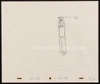 5a054 KING OF THE HILL animation art '00s cartoon pencil drawing of guy swinging golf club!