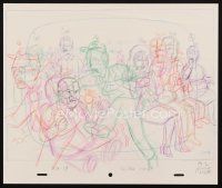 5a056 KING OF THE HILL animation art '00s cartoon pencil drawing of Dale & Cotton Hill in church!