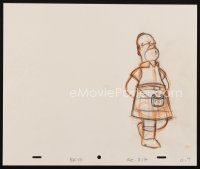 5a004 SIMPSONS animation art '00s cartoon pencil drawing of Homer whistling & wearing kilt!