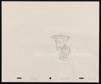 5a010 SIMPSONS animation art '00s cartoon pencil drawing of Bart with trash can lid on his head!