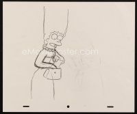 5a012 SIMPSONS animation art '00s two cartoon pencil drawings of Marge digging in her purse!