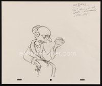 5a017 SIMPSONS animation art '00s cartoon pencil drawing of sad Mr. Burns holding drink!