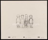5a021 SIMPSONS animation art '00s cartoon pencil drawing of Willie, Prof. Frink, Homer & Mr. Burns