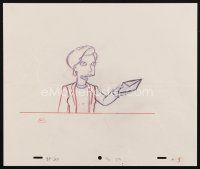 5a023 SIMPSONS animation art '00s cartoon pencil drawing of woman holding envelope!