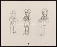 5a024 SIMPSONS animation art '00s cartoon pencil drawing of a woman between two guys!
