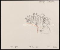5a025 SIMPSONS animation art '00s cartoon pencil drawing of crowd cheering!