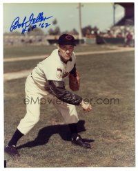 5a676 BOB FELLER signed color 8x10 REPRO still '80s the Cleveland Indians baseball Hall of Famer!