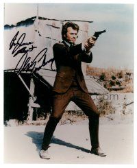 5a695 CLINT EASTWOOD signed color 8x10 REPRO still '80s classic Dirty Harry portrait pointing gun!