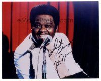 5a721 FATS DOMINO signed color 8x10 REPRO still '90s wonderful portrait performing at microphone!
