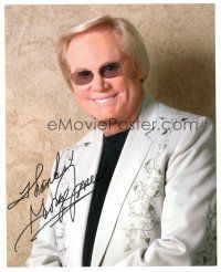 5a731 GEORGE JONES signed color 8x10 REPRO still '90s great portrait of the country western singer!