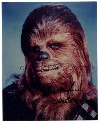 5a842 PETER MAYHEW signed color 8x10 REPRO still '90s great portrait as Chewbacca from Star Wars!