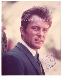5a855 ROBERT CONRAD signed color 8x10 REPRO still '80s head & shoulders portrait in suit & tie!
