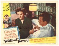 5a252 WITHOUT HONOR signed LC #4 '49 by Laraine Day, who's close up with Bruce Bennett on bed!