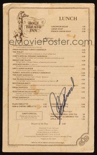 5a294 CLINT EASTWOOD signed menu '70s the great actor's own restaurant!