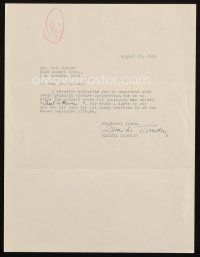 5a067 DIMITRI TIOMKIN signed letter '45 hiring Paul Kohner to negotiate on score of Duel in the Sun