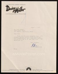5a075 PETER BOGDANOVICH signed letter '74 thank you right before starting At Long Last Love!