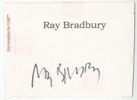 5a374 RAY BRADBURY signed 4x6 personalized label '80s can be framed with a repro still!