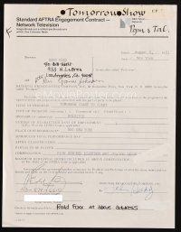 5a269 REDD FOXX signed contract '81 appearing on Tom Snyder's Tomorrow Coast to Coast for $518.75!
