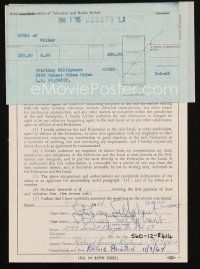 5a271 STIRLING SILLIPHANT signed union application '64 appearing on the Regis Philbin TV show!