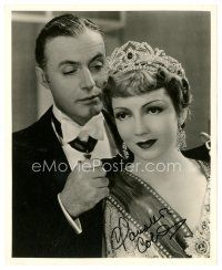 5a465 CLAUDETTE COLBERT signed 8x10 still '37 c/u wearing tiara with Charles Boyer from Tovarich!