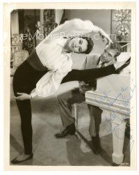 5a475 CYD CHARISSE signed 8x10 still '56 stretching at piano by Dailey from Meet Me In Las Vegas!