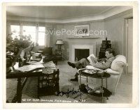 5a491 DOUGLAS FAIRBANKS JR signed 8x10 still '30s candid image reading at home in his living room!