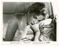 5a553 JOAN FONTAINE signed 8x10 still '50 sexy close up wearing pearls from Born To Be Bad!