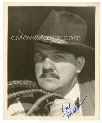 5a566 KARL MALDEN signed 8x9.75 still '61 great close up w/whip & cowboy hat from One Eyed Jacks!!