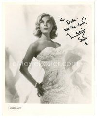 5a584 LIZABETH SCOTT signed 8x10 still '40s sexy close up wearing incredible gown & pearl bracelet!