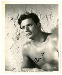 5a606 PETER COE signed 8x10 still '45 great barechested close up of the Universal actor!