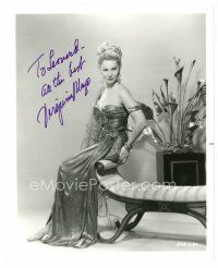 5a641 VIRGINIA MAYO signed 8x10 still '54 full-length in sexy dress from The Silver Chalice!