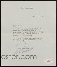 5a274 JOAN CRAWFORD letter '72 thank you letter to friend with her printed envelope!
