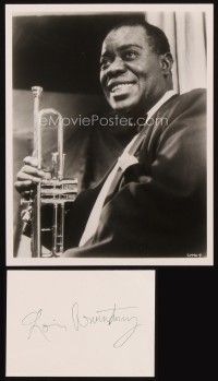 5a648 LOUIS ARMSTRONG signed signed 4x6 paper + REPRO '90s can be framed & displayed together!