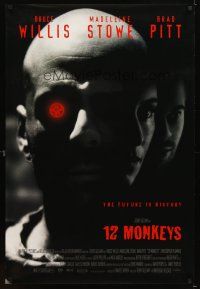 5b007 12 MONKEYS 1sh '95 Terry Gilliam directed sci-fi, Willis, Stowe, Brad Pitt!