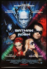 5b060 BATMAN & ROBIN advance 1sh '97 Clooney, O'Donnell, Schwarzenegger, Thurman, Silverstone