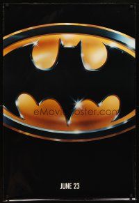 5b064 BATMAN glossy teaser 1sh '89 directed by Tim Burton, cool image of Bat logo!