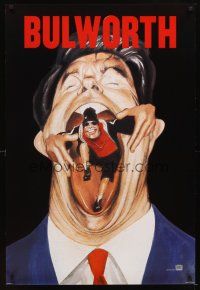 5b106 BULWORTH style A teaser DS 1sh '98 directed by Warren Beatty, cool political artwork!