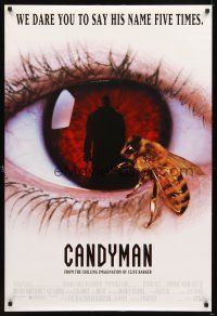 5b110 CANDYMAN DS 1sh '92 Clive Barker, creepy close-up image of bee in eyeball!