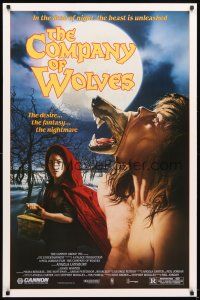 5b141 COMPANY OF WOLVES 1sh '85 directed by Neil Jordan, wild werewolf art by S. Watts!