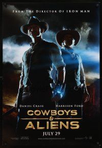 5b146 COWBOYS & ALIENS teaser DS 1sh '11 cool image of Daniel Craig & Harrison Ford!
