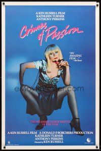 5b150 CRIMES OF PASSION video 1sh '84 Ken Russell, sexiest Kathleen Turner is China Blue!