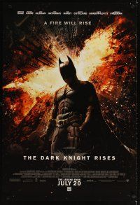 5b166 DARK KNIGHT RISES advance DS 1sh '12 Christian Bale as Batman, a fire will rise!