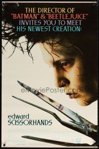 5b197 EDWARD SCISSORHANDS 1sh '90 Tim Burton classic, best close up of scarred Johnny Depp!