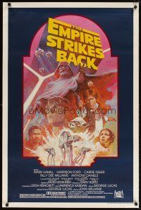 5b203 EMPIRE STRIKES BACK 1sh R82 George Lucas sci-fi classic, cool artwork by Tom Jung!