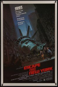 5b212 ESCAPE FROM NEW YORK 1sh '81 John Carpenter, art of decapitated Lady Liberty by Barry E. Jackson!